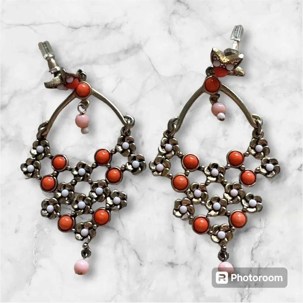 Floral Beaded Chandelier Earrings!